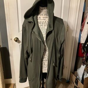 Zeagoo Forest Green Long Zip Hooded Jacket